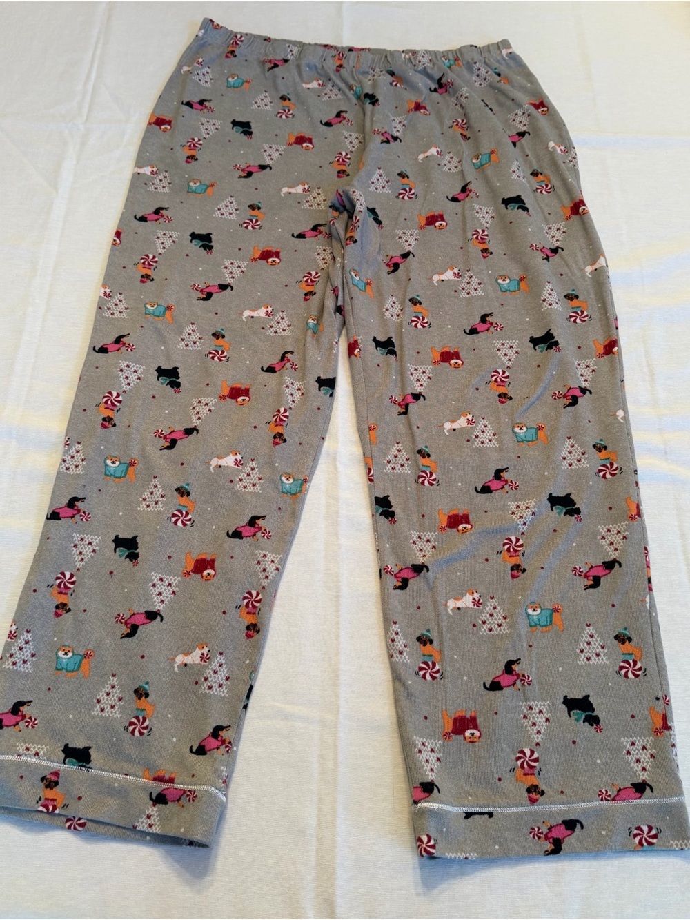 Cuddl Duds Grey Holiday Puppy Print Pajama Pants